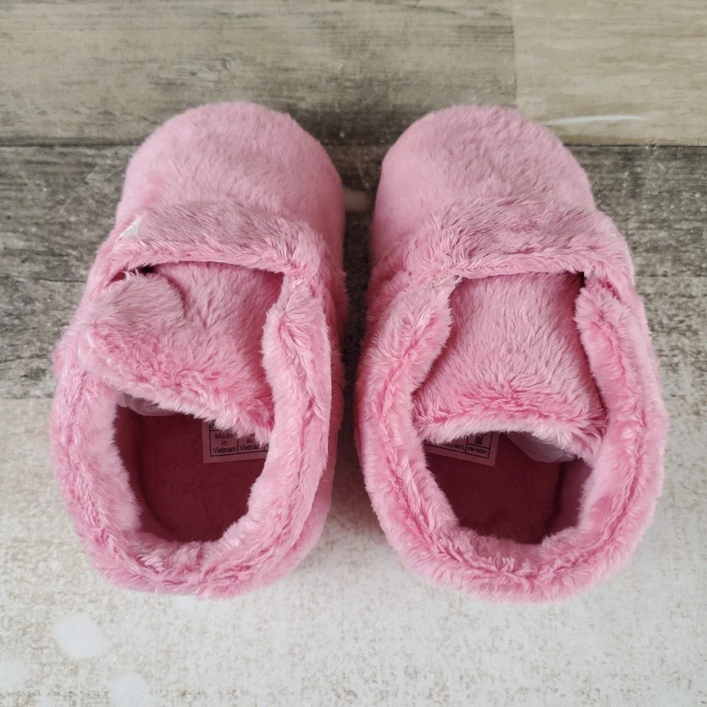 Ugg Bixbee Baby Booties Sz 4 - 5 Soft Pink Fleece Hook & Loop Strap
